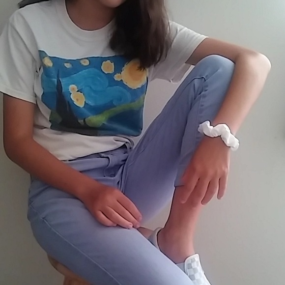 Hand painted Starry Night shirt - Picture 2 of 2